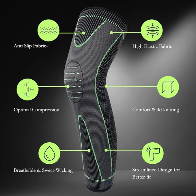 1 Pair Compression Knee & Calf Support Sleeves