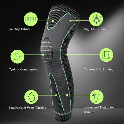 1 Pair Compression Knee & Calf Support Sleeves