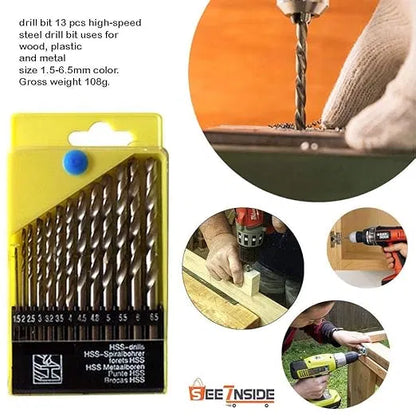 US Imported Premium Multi-Purpose Drill Bit Set for Wood, Iron, Aluminium & Plastic